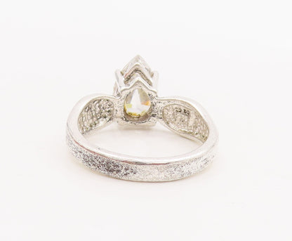 925 Sterling Silver Vintage Ring Designer Drop Cut Topaz  Sz 10  RG29124