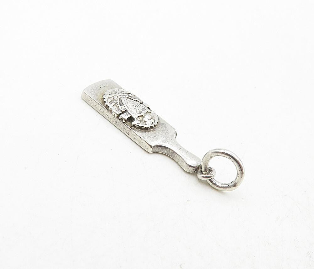 925 Sterling Silver  Vintage Petite Raised Detail Paddle Drop Pendant  PT6931