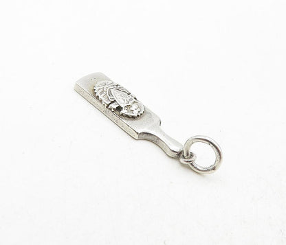 925 Sterling Silver  Vintage Petite Raised Detail Paddle Drop Pendant  PT6931
