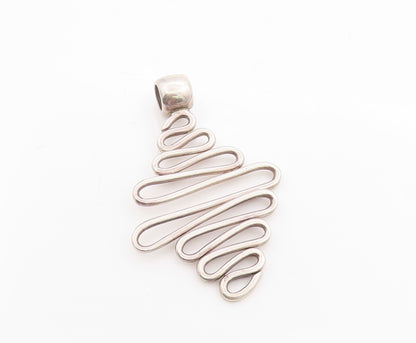 925 Sterling Silver Vintage Pendant MEXICO Modernist Wavy Design Cutout  PT24644