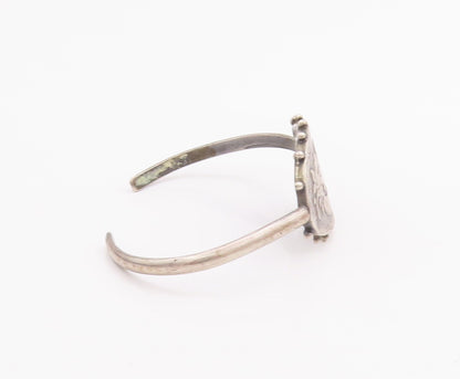 925 Sterling Silver Vintage Bracelet Antique Floral Carved Horseshoe  BT10464