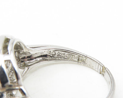 925 Sterling Silver  Sparkling Topaz Interlocked Oval Band Ring Sz 7  RG11168
