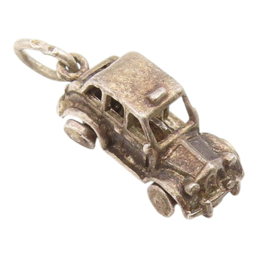 925 Sterling Silver Vintage Pendant Miniature Classic Car Charm Moves  PT26156