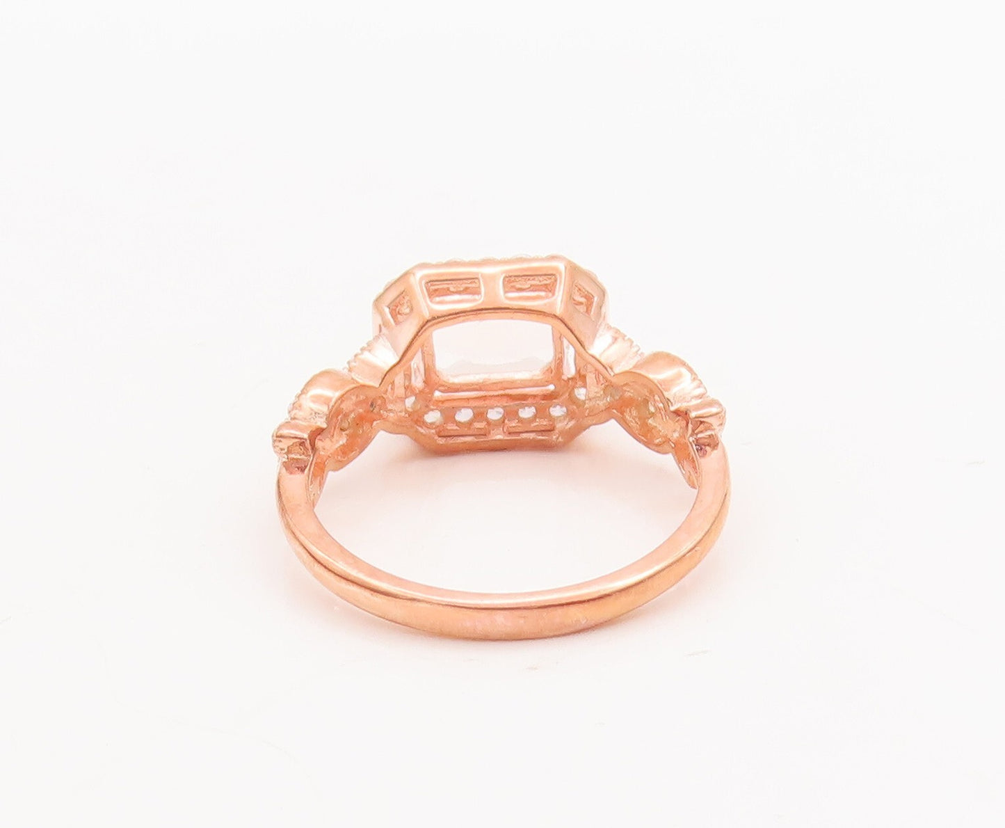 925 Sterling Silver Vintage Ring Rose Gold Plated Two Tone CZ  Sz 7  RG29231