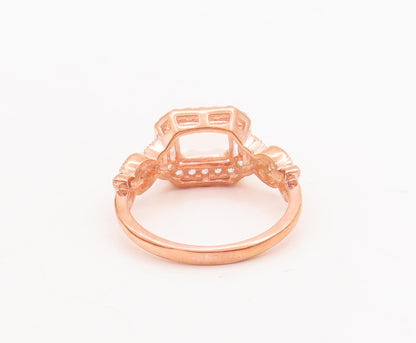 925 Sterling Silver Vintage Ring Rose Gold Plated Two Tone CZ  Sz 7  RG29231