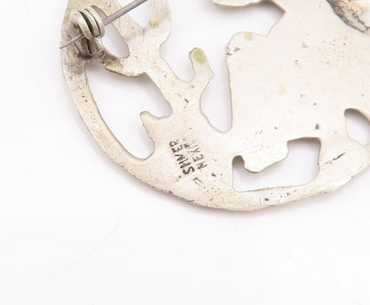 925 Sterling Silver Vintage Brooch Pin Antique Solid Carved Resting man  BP10890