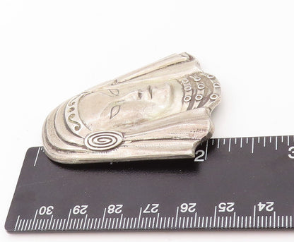 925 Sterling Silver Vintage Brooch Pin TRUART Carved Egyptian Face  BP11161