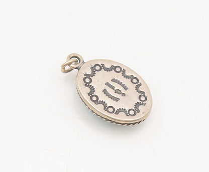 925 Sterling Silver Vintage Pendant CAROLYN POLLACK Oval Blue Turquoise  PT22580