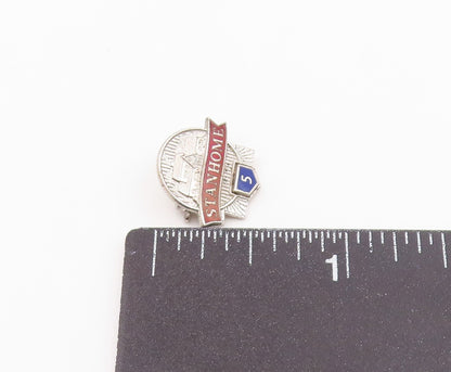 925 Sterling Silver  Vintage Enamel Stanhome Salesman Brooch Pin  BP8721