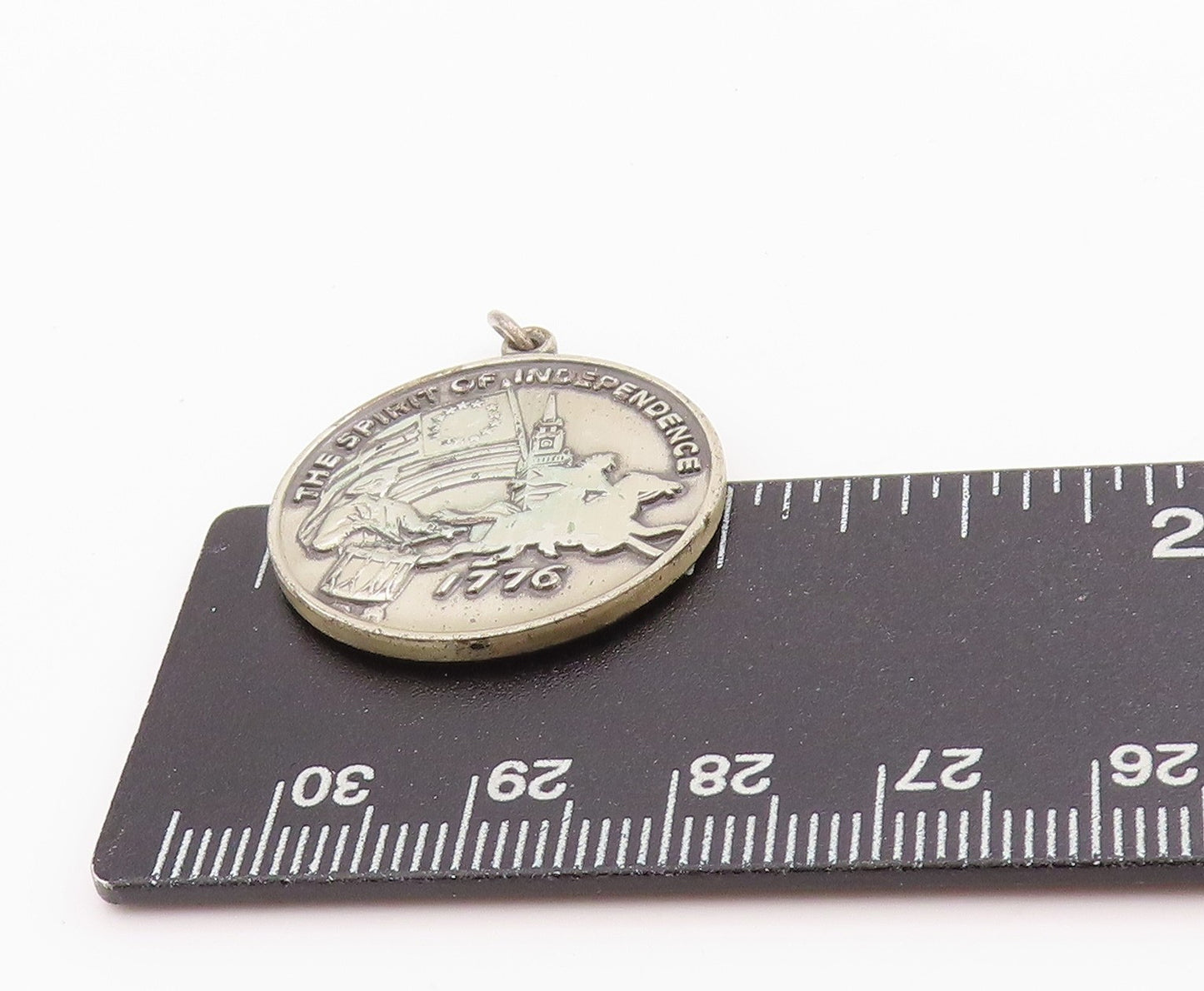 925 Sterling Silver Vintage Pendant Antique Spirit Of '1776" Medallion  PT24375
