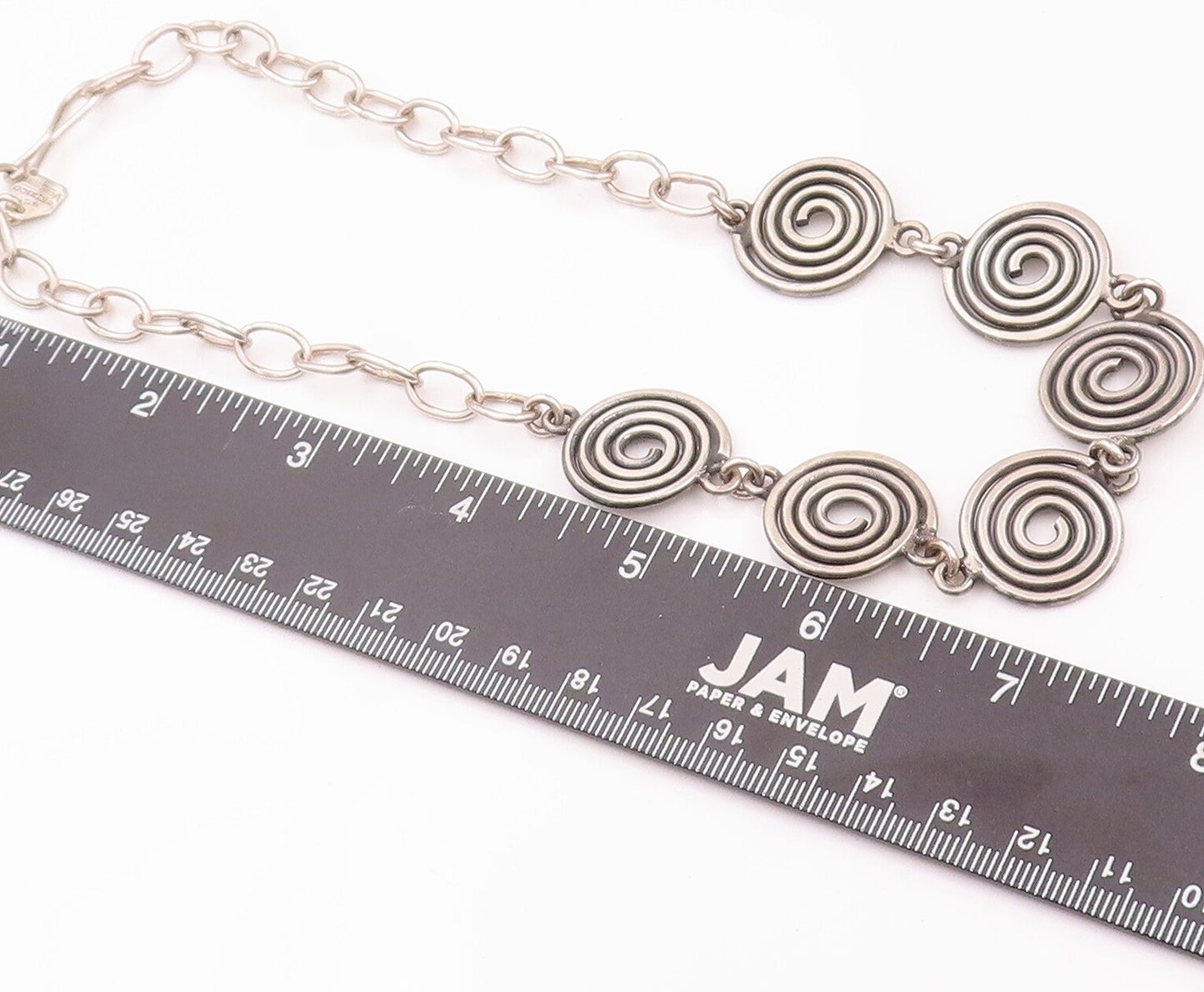 925 Sterling Silver Vintage Necklace VERSANI Solid Linked Spiral Coils  NE4259
