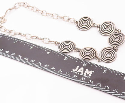 925 Sterling Silver Vintage Necklace VERSANI Solid Linked Spiral Coils  NE4259