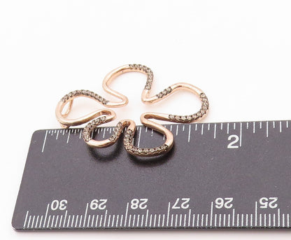 925 Sterling Silver Vintage Pendant Gold Plated Brutalist Cut CZ Flower  PT24607