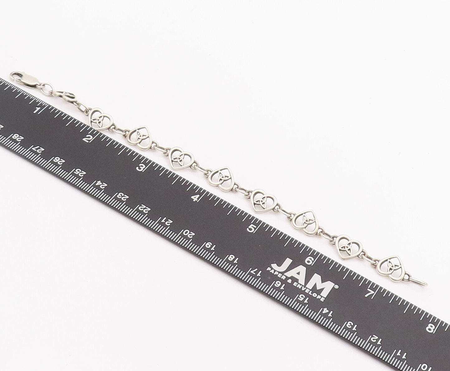925 Sterling Silver Vintage Bracelet SOLVAR Celtic Trinity Hearts Link  BT10172