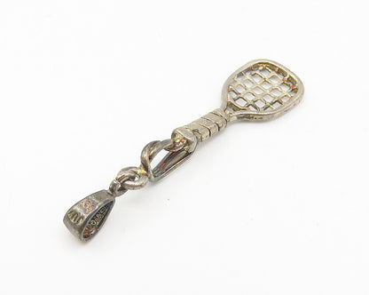 925 Sterling Silver  Vintage Petite Dark Tone Tennis Racket Pendant  PT8808