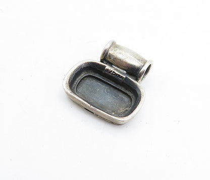 925 Sterling Silver  Vintage Dark Tone Square Slide Pendant  PT3911