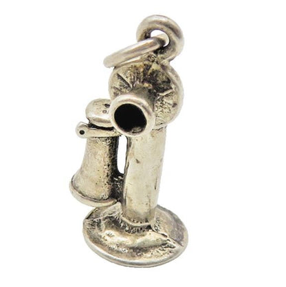 925 Sterling Silver  Vintage Petite Old Fashioned Telephone Pendant  PT8478
