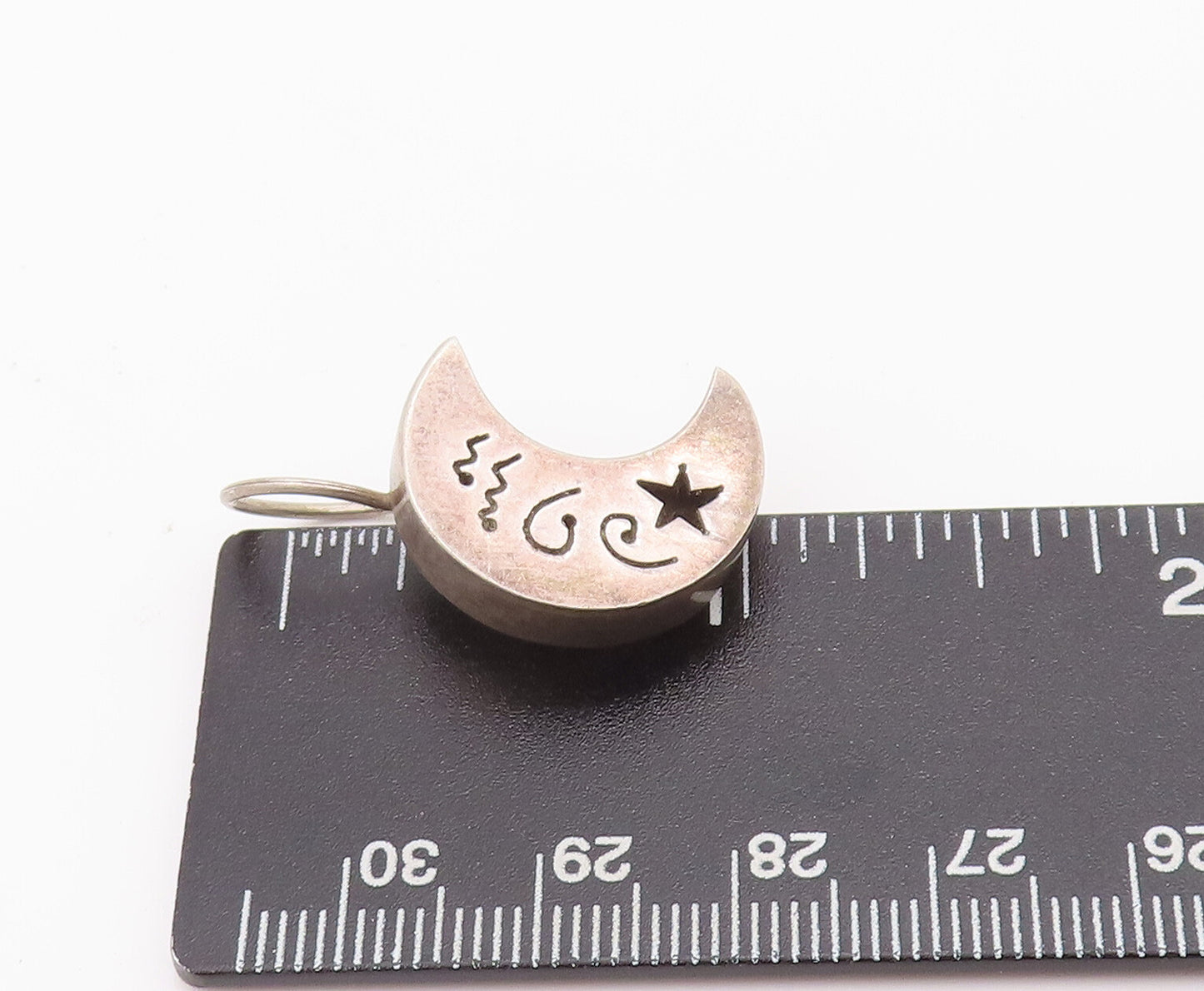 925 Sterling Silver Earrings MEXICO Minimalist Etched Galaxy Solid Moon  EG12838