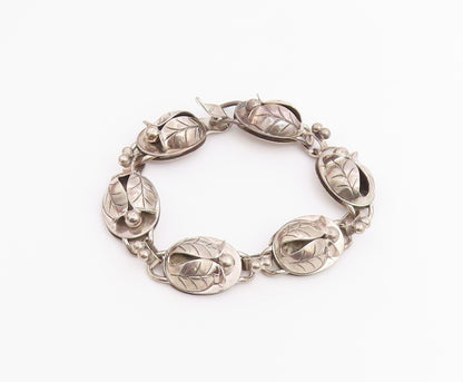 925 Sterling Silver Vintage Bracelet LA PAGLIA Botanical Tulip Link  BT12213