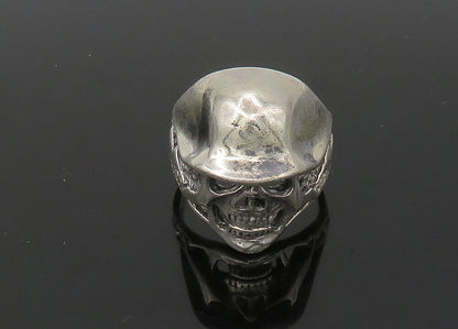 925 Sterling Silver  Vintage Skeleton Head Large Biker Ring Sz 12  RG23254