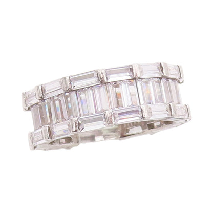 925 Sterling Silver Vintage Ring Rectangle Cut CZ Bands  SZ 8  RG32177