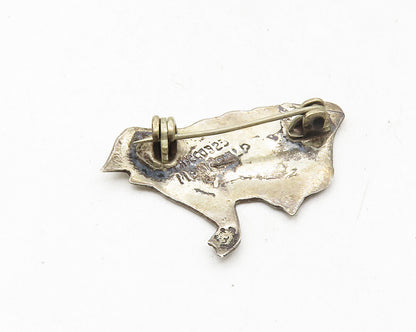 MEXICO 925 Sterling Silver  Vintage Abalone Shell Toad Brooch Pin  BP3661