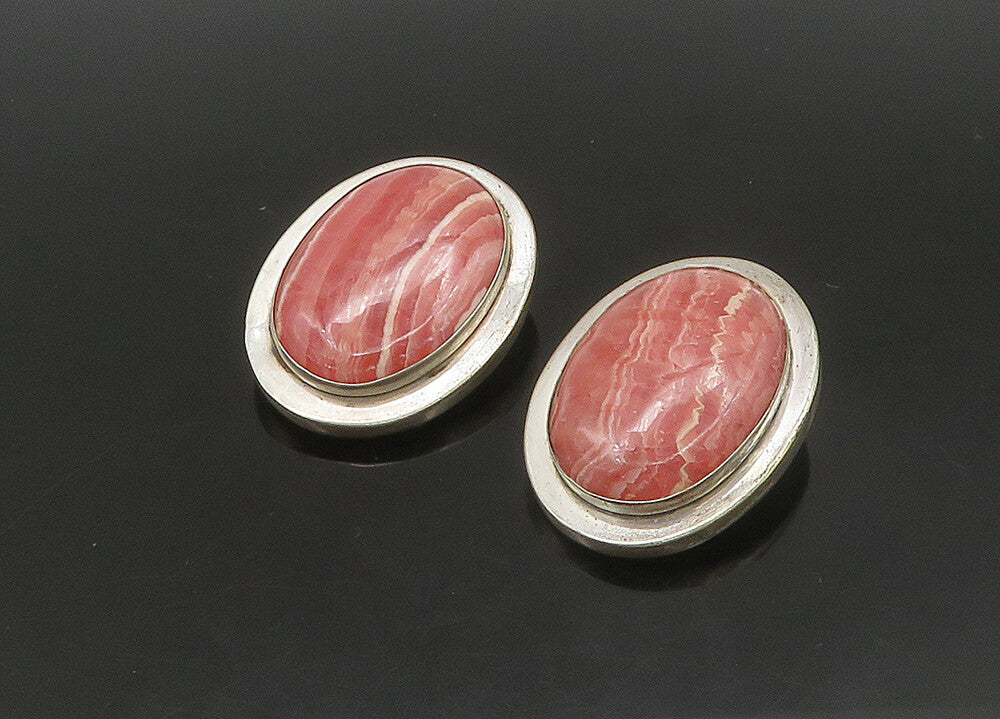 CELIA SEBIRI 925 Silver Vintage Rhodochrosite Heavy Clip On Earrings EG11429