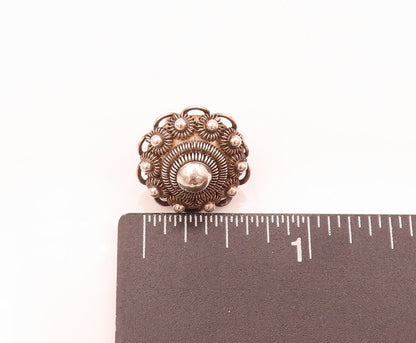 925 Sterling Silver  Vintage Coiled Wire Flower Clip Back Earrings  EG12401