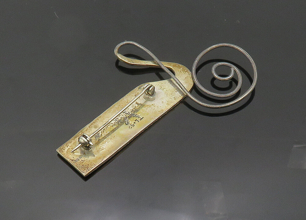 MEXICO 925 Sterling Silver Vintage Black Onyx Piano Keyboard Brooch Pin BP7960