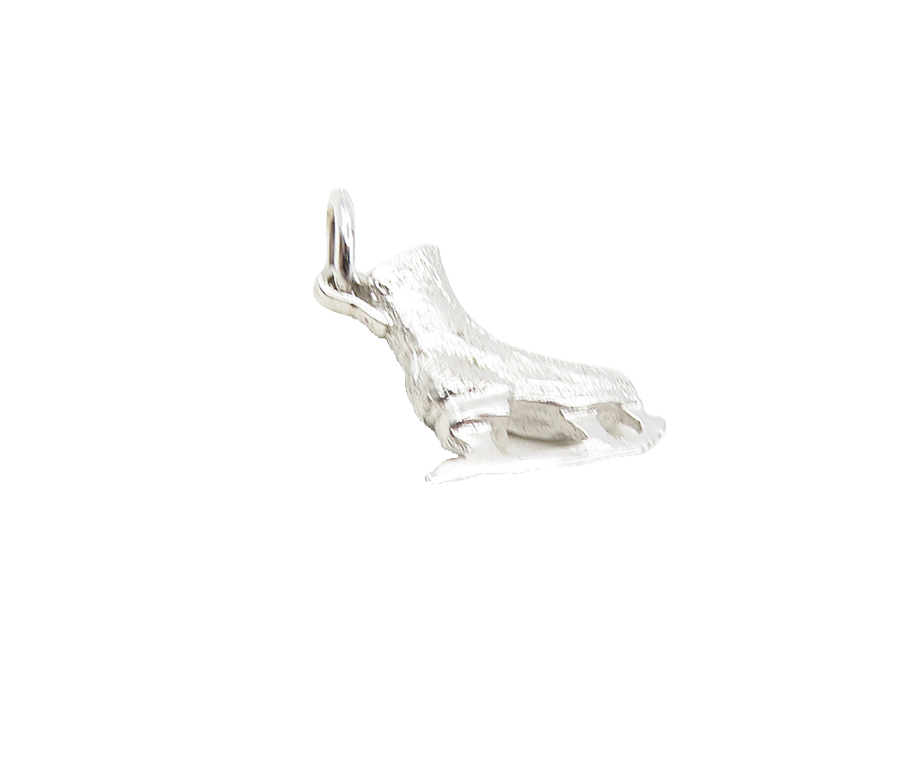 925 Sterling Silver  Vintage Petite Shiny Etched Ice Skate Pendant  PT6982