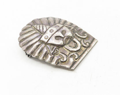 MEXICO 925 Sterling Silver Vintage Antique Traditional Style Brooch Pin BP4101