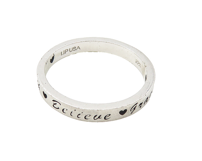 LIPUSA 925 Silver  Vintage Faith Believe Grace Band Ring Sz 6.5  RG10293