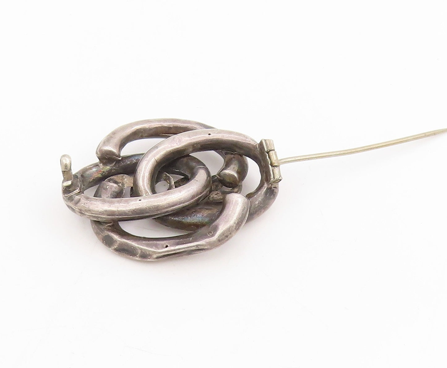 925 Sterling Silver Vintage Brooch Pin Antique Intertwined Knot Design  BP12247