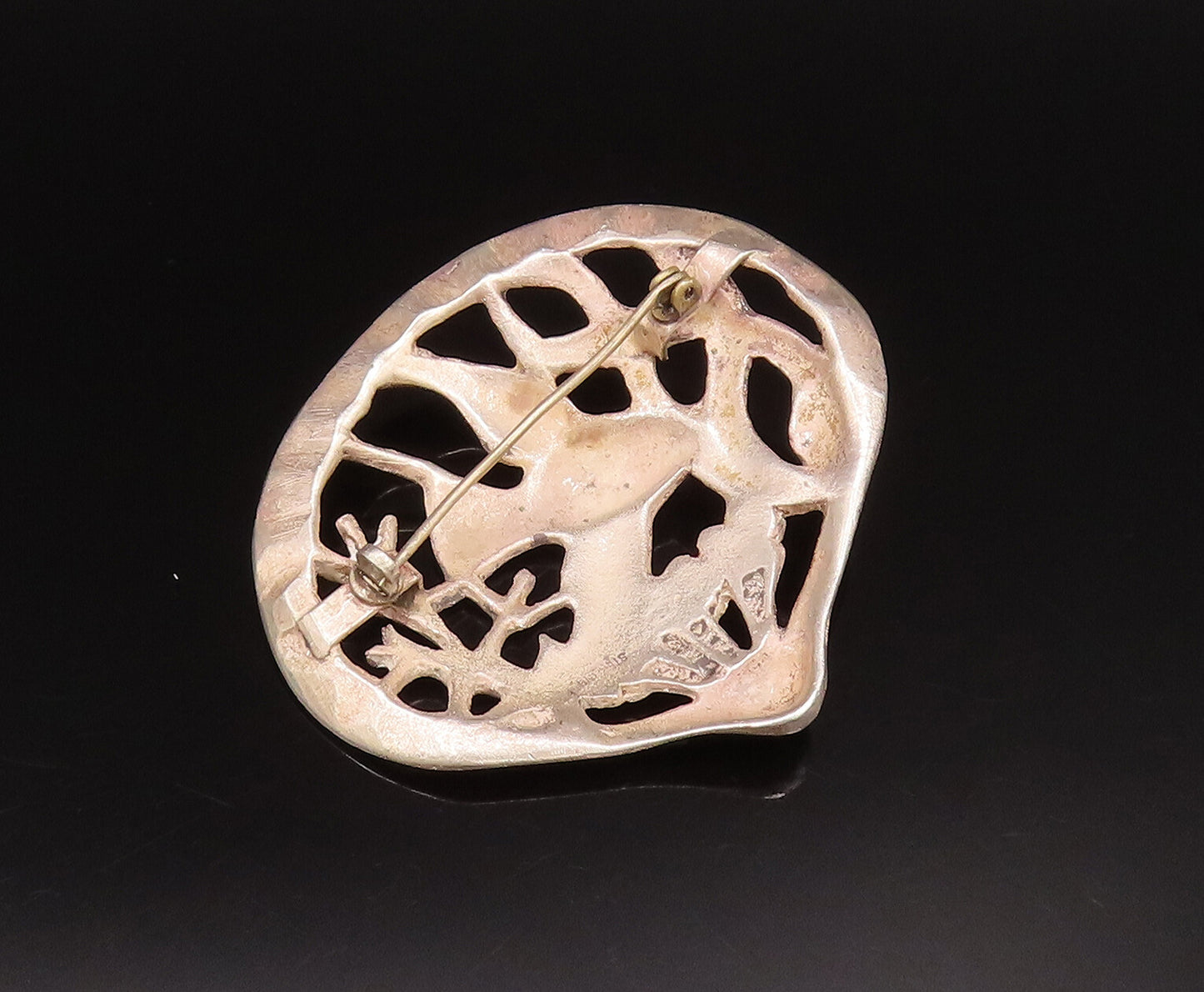 925 Sterling Silver Vintage Under The Sea Fish Scenery Brooch Pin  BP9764