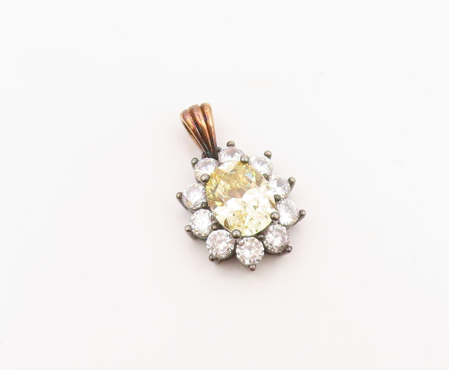 STAUER 925 Silver  Vintage Yellow & White Cubic Zirconia Drop Pendant  PT21251