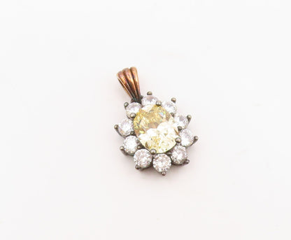 STAUER 925 Silver  Vintage Yellow & White Cubic Zirconia Drop Pendant  PT21251