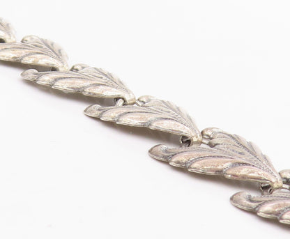 925 Sterling Silver Vintage Necklace DANECRAFT Etched Leaf Motif Collar  NE4761