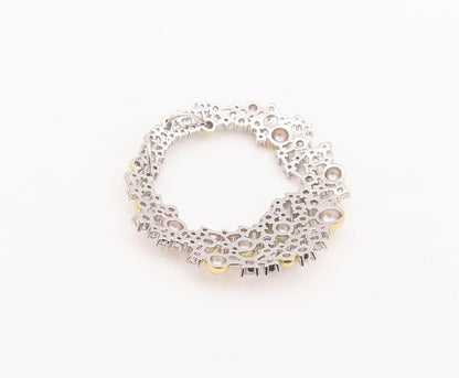925 Sterling Silver Vintage Pendant Round Cut CZ Gold Plated Beads Ring  PT23397