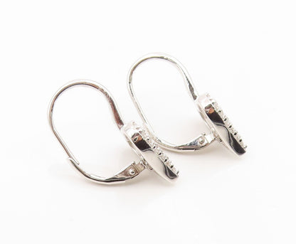 925 Sterling Silver Vintage Earrings Cluster CZ Love Heart Lever Back  EG14153