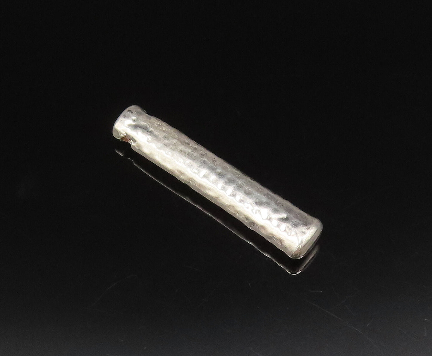 925 Silver  Vintage Minimalist Cubic Zirconia Hammered Bar Pendant  PT21847