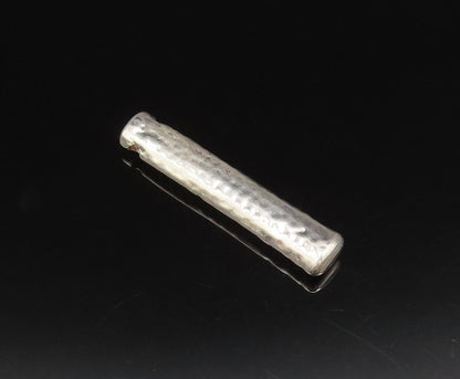 925 Silver  Vintage Minimalist Cubic Zirconia Hammered Bar Pendant  PT21847