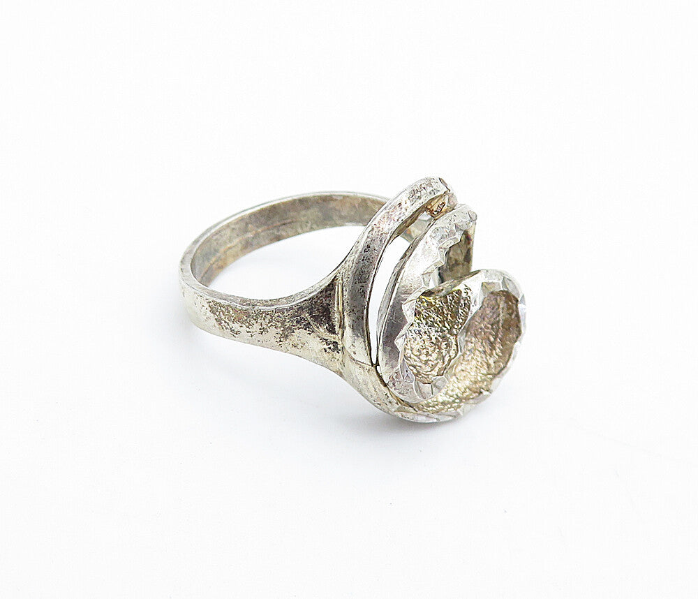 925 Sterling Silver  Vintage Shiny Etched Swirl Design Band Ring Sz 7  RG4748