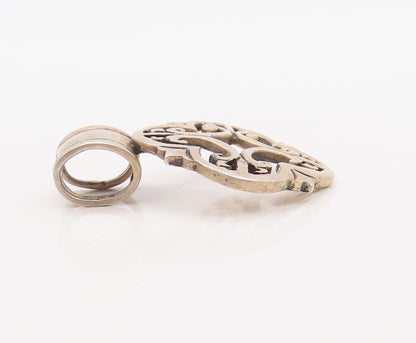 925 Sterling Silver Vintage Pendant Swirly Floral Design Cutout  PT23582