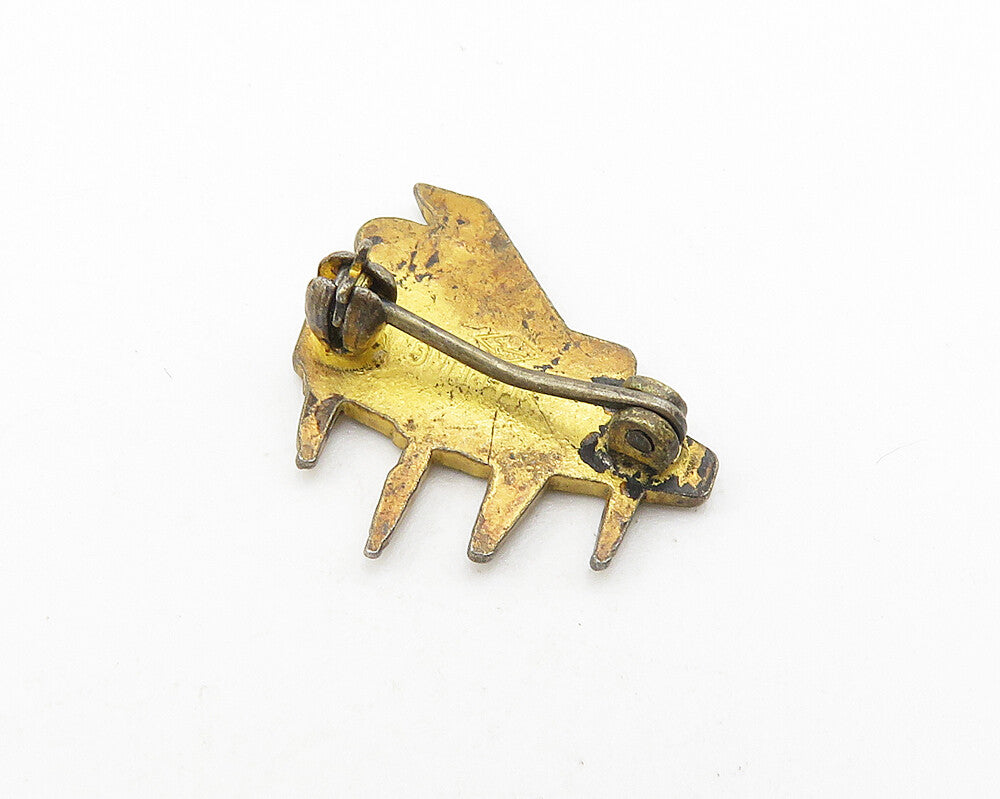 925 Sterling Silver  Vintage Enamel Coated Grand Piano Brooch Pin  BP4215