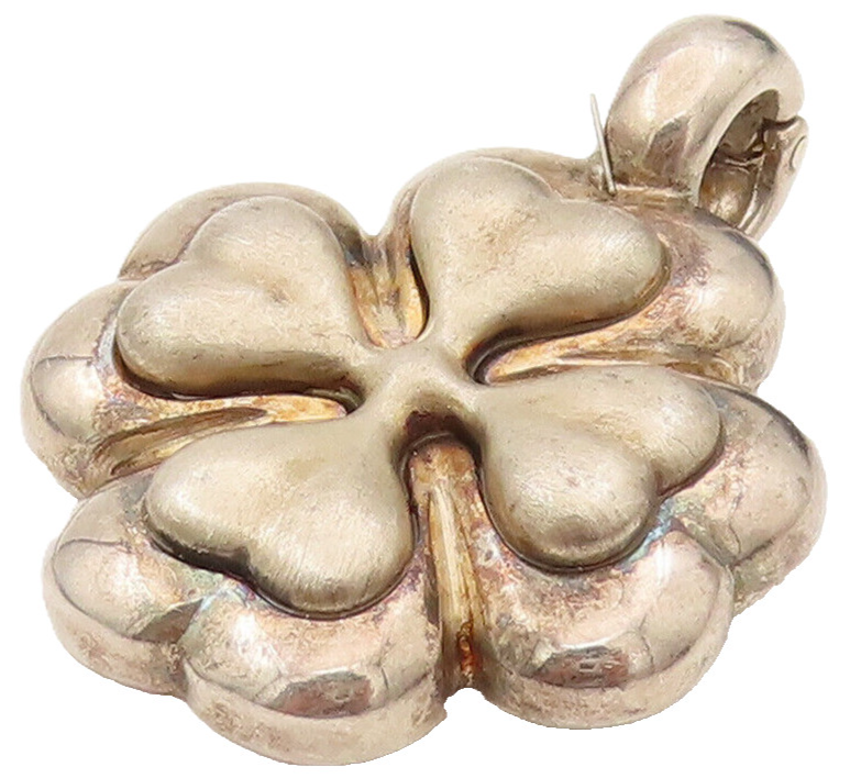ESPO SIG 925 Sterling Silver Vintage Heart Shaped Four Petals Pendant PT21994
