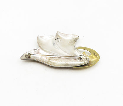 CATON MEXICO 925 Sterling Silver  Vintage Two Tone Floral Brooch Pin  BP3400