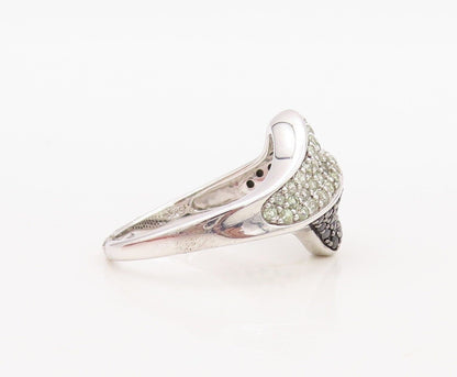 925 Sterling Silver Vintage Ring Designer White Sapphire & Spinel  Sz 7  RG30040