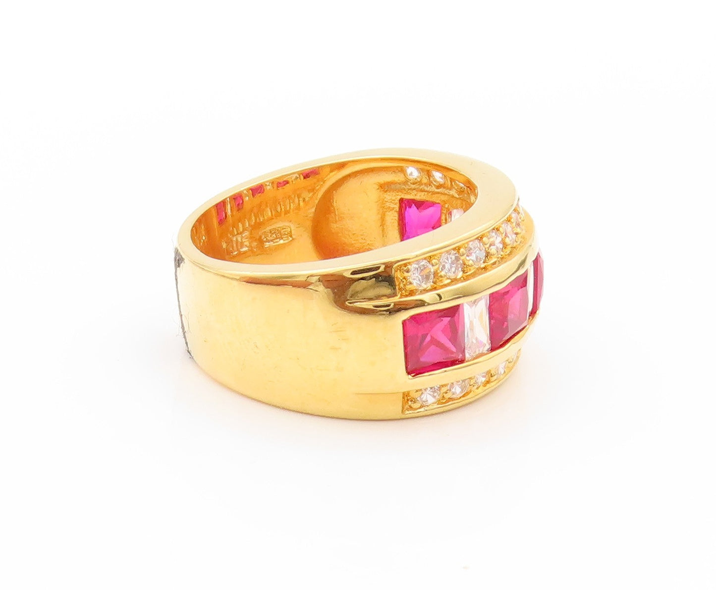 925 Sterling Silver Vintage Ring Gold Plated 2 Tone CZ Bands  Sz 7  RG32770