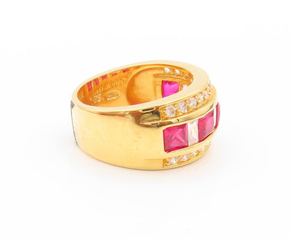 925 Sterling Silver Vintage Ring Gold Plated 2 Tone CZ Bands  Sz 7  RG32770