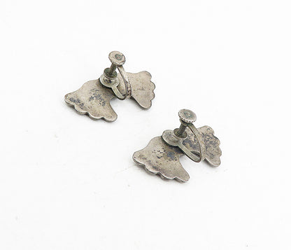MEXICO 925 Sterling Silver  Vintage Antique Bow Non Pierce Earrings  EG4473